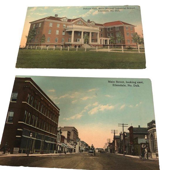 Office Ellendale Nd Postcards State Normal Industrial School Main St Looking East 191s Poshmark
